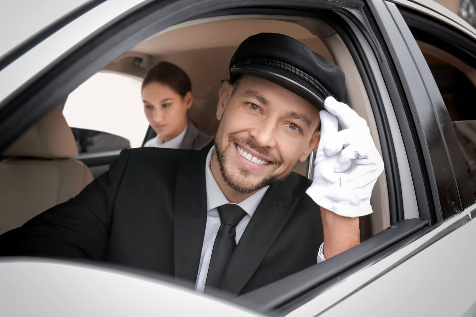 Friendly chauffeur welcoming a passenger for American Car Service New Jersey.